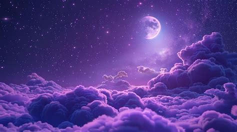 Premium Photo | A purple moon and clouds with the moon in the ...