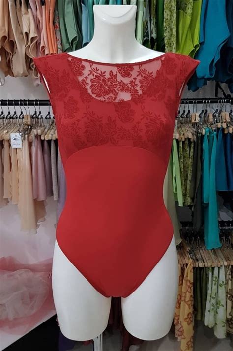 Red Flocking Boatneck Leotard Mp756 Red Lace Girls Leotards Ballet