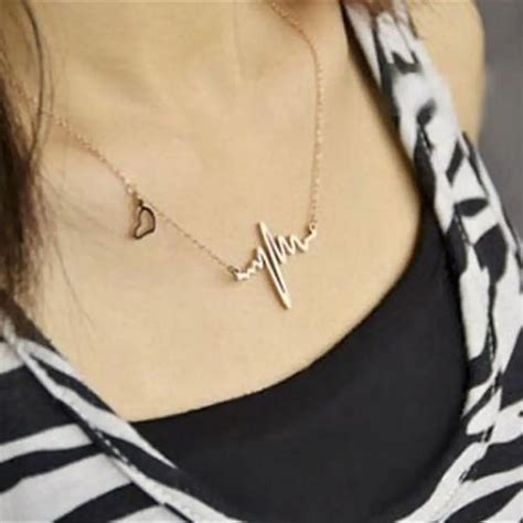 Womens Electrocardiogram Pendant Heartbeat Heart Rhythm Ekg Simple