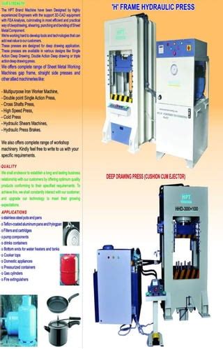 Hydro Power Tech Engineering Rajkot H Frame Hydraulic Presses Pdf