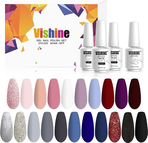 Vishine Lot De Vernis Gel Semi Permanent 24 Flacons Pourpre Bleu Et Nu