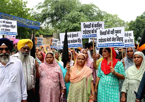 Victims Of The 1984 Anti Sikh Riots Stage A Protest Against Congress