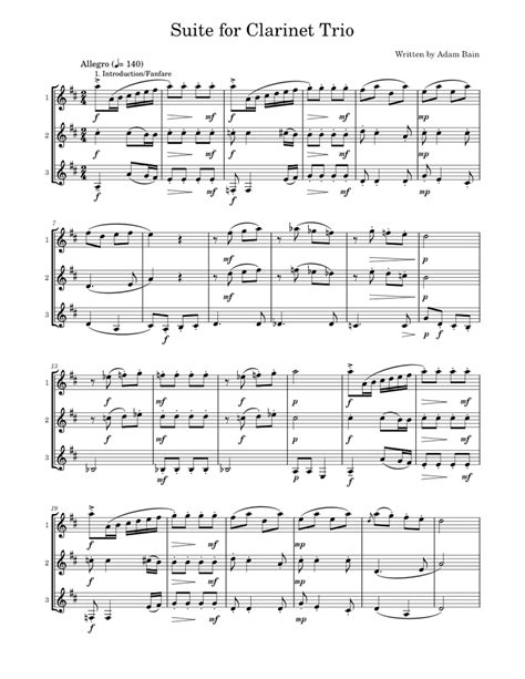 Suite For Clarinet Trio Sheet Music For Clarinet Download Free In Pdf Or Midi