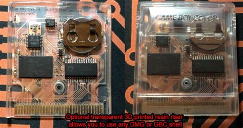 Gameboy 2mb 32kb Fram Mbc3 With Rtc Flash Cart Clear Flex Pcb