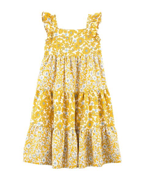 Riachuelo Vestido Curto Infantil Evas Marias Floral Amarelo Carter S