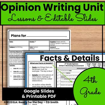 Th Grade Ccss Opinion Writing Writer S Workshop Google Pdf Tpt