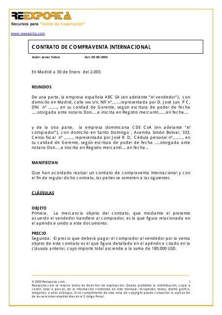 Contrato De Compraventa Internacional Comercio