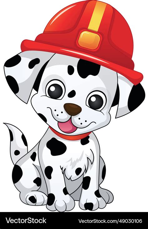 Cute dalmatian dog in firefighter helmet Vector Image