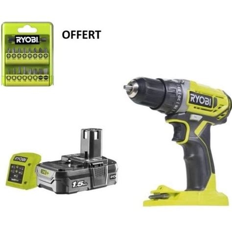 RYOBI Pack Perceuse Visseuse Sans Fil 18V ONE R18DD2 115GKR Batterie