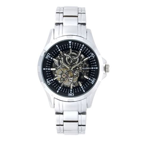 Elgin Mens Skeleton Stainless Steel Automatic Watch