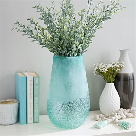 Sea Blue Glass Vase With Images Blue Glass Vase Coastal Decor Turquoise Living Room Decor