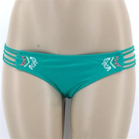 Xhilaration Swim 220 Bikini Bottom Xs Green Boho Poshmark