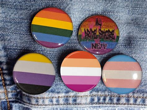 Lesbian Pride Flag Pin Button Lgbtq Etsy