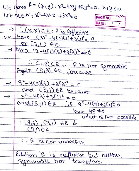 Let A Relation R In The Set N Of Natural Numbers B