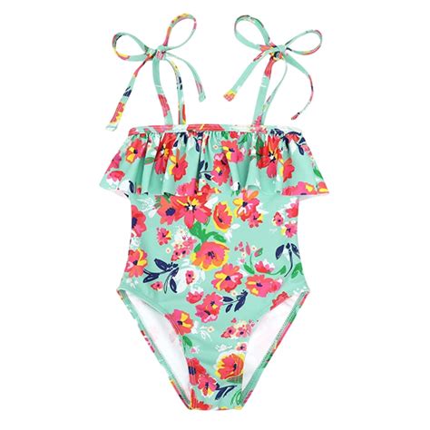 Gunia Girls Swimsuit Pc Bikini Color Floral Print Rash Guard Beach Pool Poolside Seaside