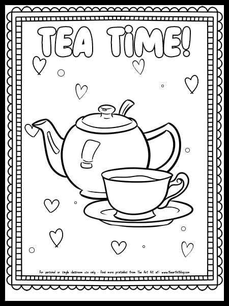 Teapot And Mug Coloring Page Free Printable The Art Kit