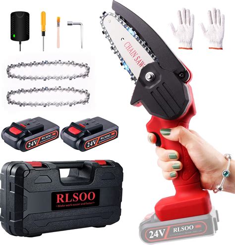 Amazon Mini Chainsaw Rlsoo Upgraded Inch V Battery Powered