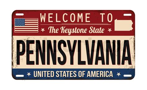 Welcome To Pennsylvania Vintage Rusty License Plate Stock Vector