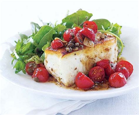 Sear Roasted Halibut With Tomato Capers Recipe FineCooking