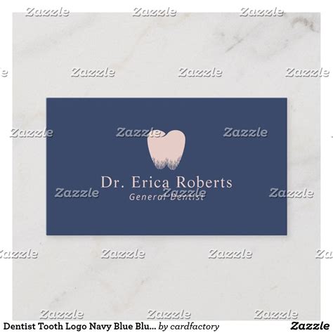 Dentist Tooth Logo Navy Blue Blush Pink Dental Business Card Dental Business