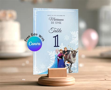 Frozen Birthday Party Table Number Snow Queen Centerpiece Decoration