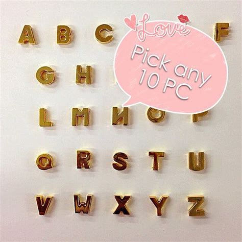 Choose Any 10 gold Plain metal Letters A-Z Alphabet by CaSales Small ...