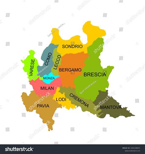 Lombardy Map Silhouette Vector Illustration Isolated Stock Vector ...