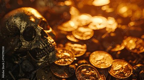 Cursed Gold Coins Texture Shimmering With An Unnatural Glow Amid