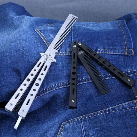 2 Color Hollow out butterfly comb tool stainless steel folding comb-in ...