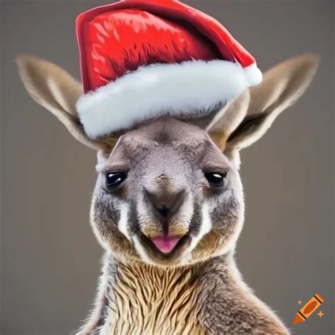 Cute Kangaroo Wearing A Santa Hat On Craiyon