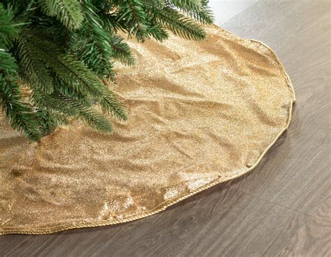 30" Gold Glitter Tree Skirt With Gold Edge Trim