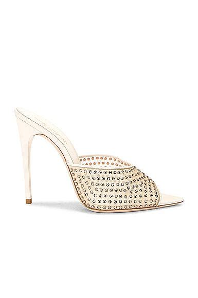 Saint Laurent Blonde Mule Sandal In Nude Nude Crystal Editorialist