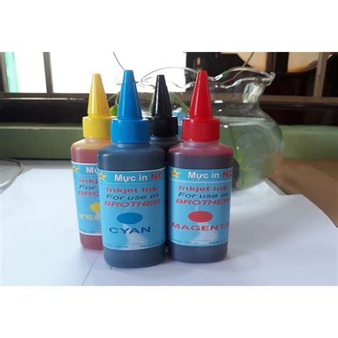 4 Màu Mực Bơm In Phun Brother 100ml Xanh Đỏ Vàng Đen Chai Lọ Mực Nước Dye Ink Nạp đổ Vào