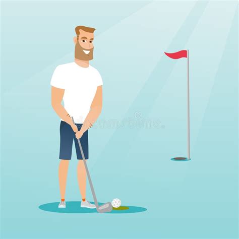 Young Caucasian Golfer Hitting Ball Stock Illustrations 23 Young