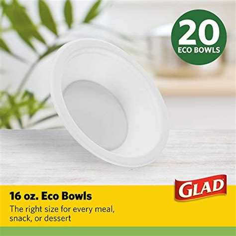 Glad Lot de 20 bols à soupe jetables en papier compostables de 473 6 g