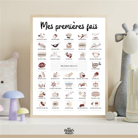 Affiche Mes premières fois bébé A4 Décoration murale chambre Etsy France