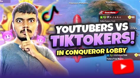 YouTubers VS TikTokers In Conqueror Lobby PUBG MOBILE YouTube