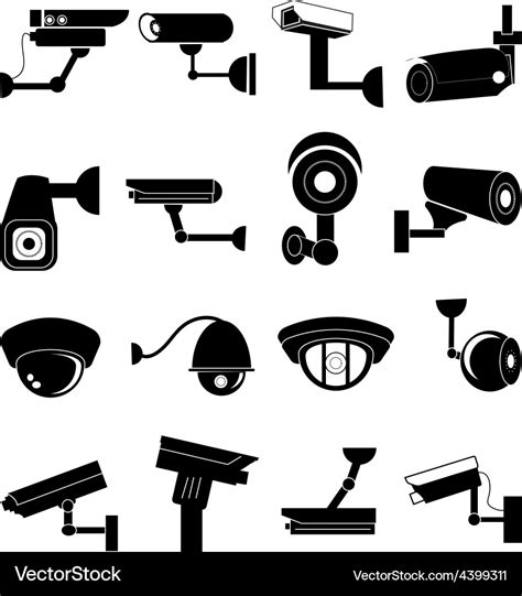 Security Camera Icons Set Royalty Free Vector Image