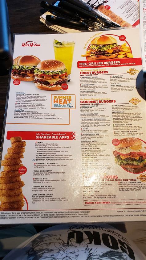 Menu At Red Robin Gourmet Burgers And Brews Pub And Bar Dubuque