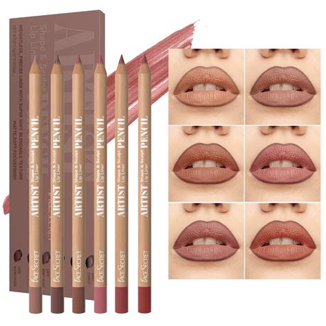 Amazon Beauty Glazed 6pcs Nude Brown Lip Liner Makeup Set