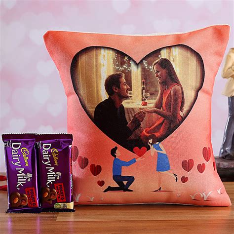 Buy Send Propose Day Personalised Cushion And Cadbury Fruit N Nut