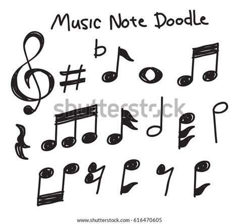 Set Music Note Doodle Stock Vector (Royalty Free) 616470605