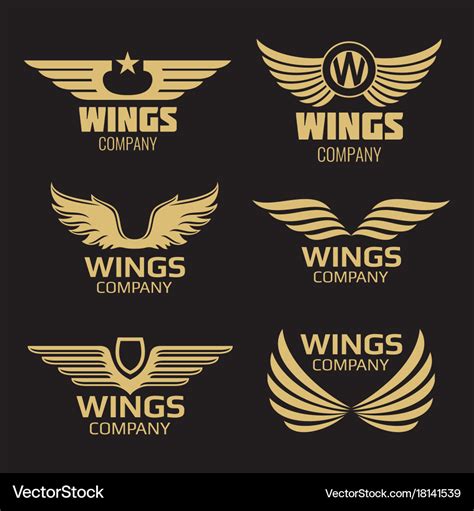 Golden wings logo Royalty Free Vector Image - VectorStock