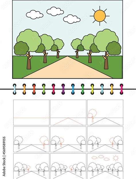 How to draw landscape. Landscape drawing tutorials for kids. Art ...