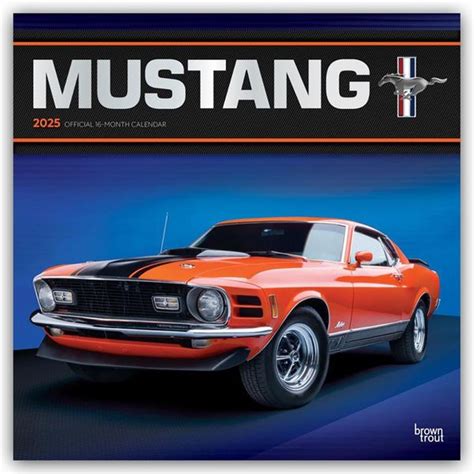 Browntrout Ford Mustang Official 2025 12 X 24 Inch Monthly Square Wall