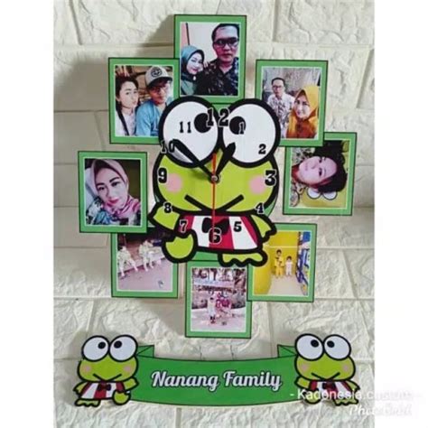 Jual Jam Dinding Pigura Foto Karakter Kartun Keroppi Hadiah Kado Custom