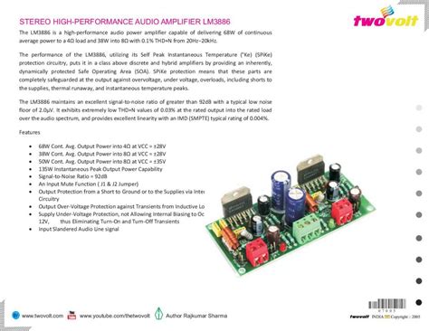 LM3886 Audio Amplifier Pdf Electronics Lab