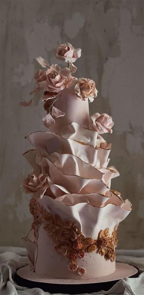 Artistic Masterpiece Wedding Cakes Ruffles Cake With Botanical