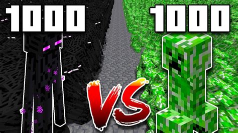 1000 Enderman Vs 1000 Creepers Minecraft Youtube