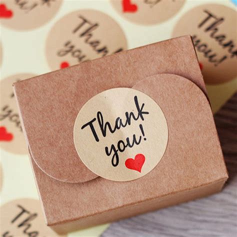 12pcs Set 3 5cm Kraft Paper Love Thank You Baking Seal Paste Packaging